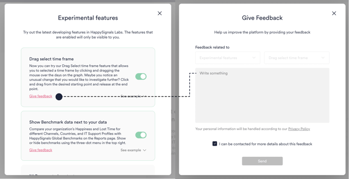 Experimental Features-Give Feedback