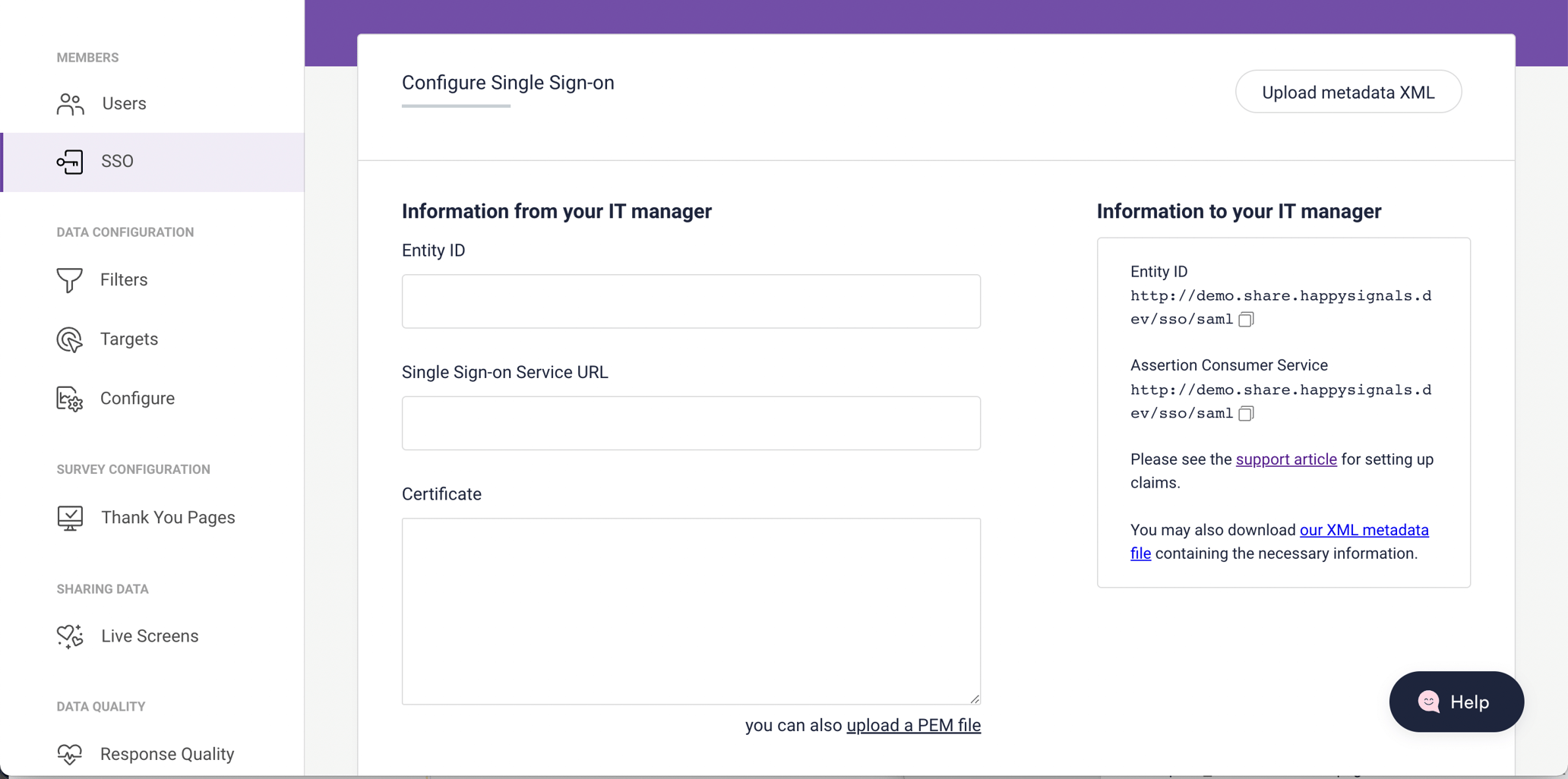 How to set up Single Sign-on (SSO) using SAML?