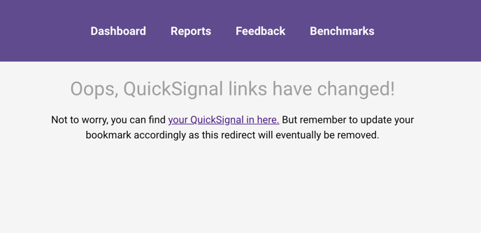 Image containing the error message with a redirect link to your QuickSignal