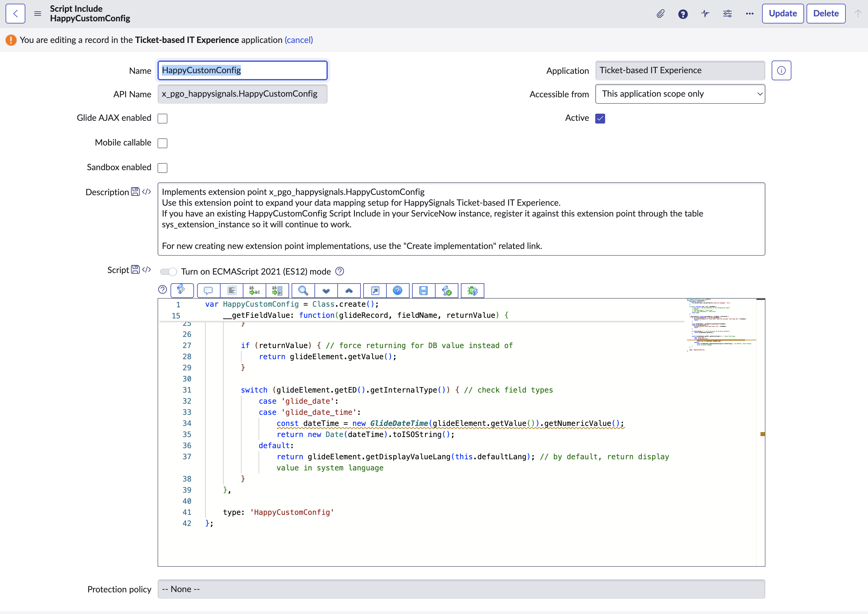 ServiceNow Scripted Extension Points