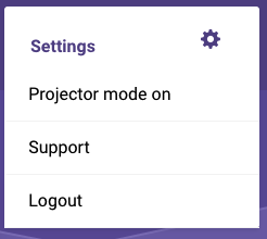 Settings menu opened